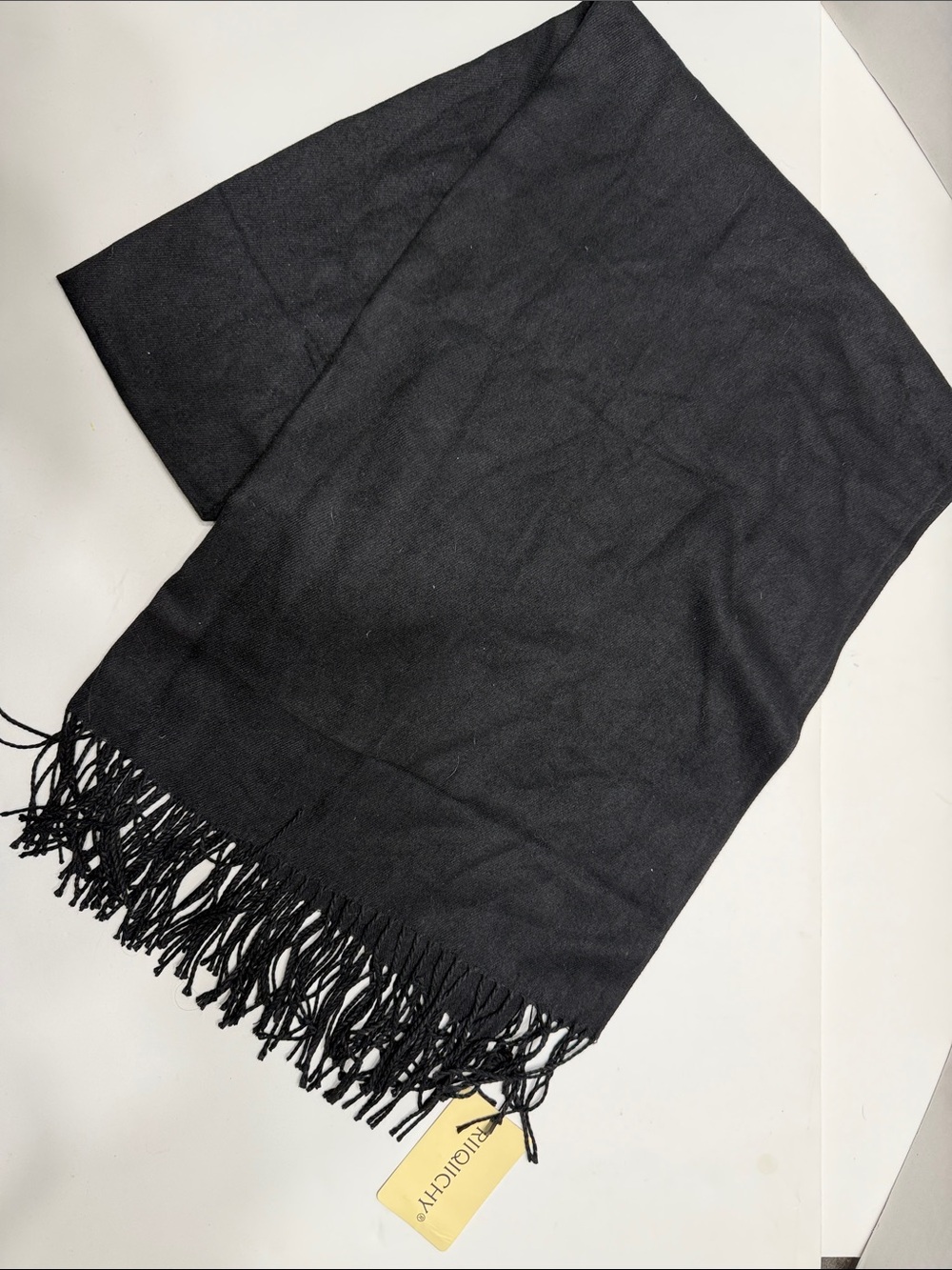 Classic Black Fringe Scarf by - Elegant Everyday Wrap